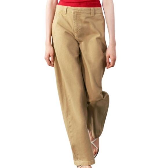Zara M Chino Trouser Pants Wide Leg Straight Tan Baggy Skater Streetwear - Picture 11 of 11
